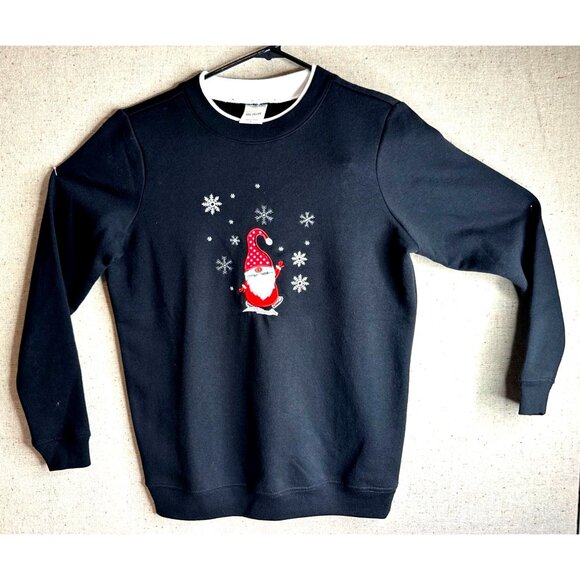 Blair Tops - Snowflakes Santa Gnome Graphic Sweatshirt Tops Crew Neck Blair Blue Women Sz Sm